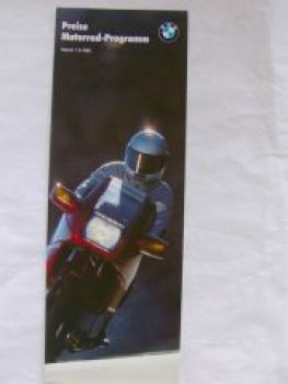 BMW Preisliste Motorrad 1.9.1985 R65 R80 G/S K75C K100 K100 RS
