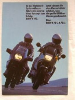BMW Motoräder K100,K75C,K75S September 1985 Prospekt