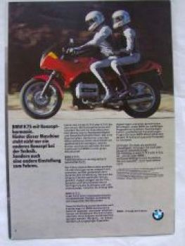 BMW Motoräder K100,K75C,K75S September 1985 Prospekt