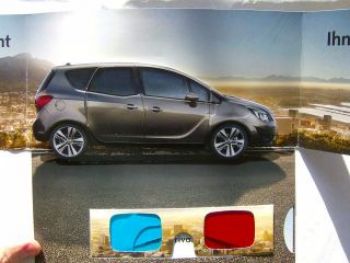 Opel Meriva 3-D Brille Flyer Vorstellung Januar 2010 NEU