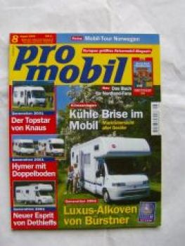 pro mobil 8/2000 Bürstner A 747-2,Knaus Travel-Liner,Hymer B-Kla