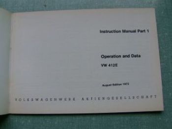 VW 412E Instruction Manual 1972 UK english
