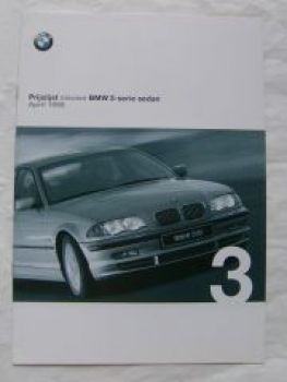 BMW Prijslijst 3-serie sedan 318i-328i +Executive April 1998 Nie