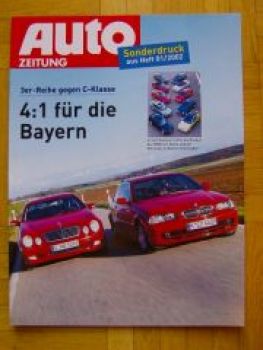 Auto Zeitung 1/2002 BMW 3er Reihe E46 gegen Mercedes W202