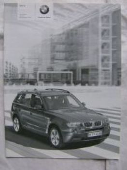 BMW Preisliste X3 E83 2.0i 2.5i 3.0i 2.0d 3.0d  September 2005