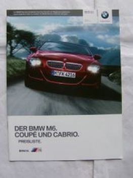 BMW Preisliste M6 Coupè E63 Cabriolet E64 +Connectivity Paket
