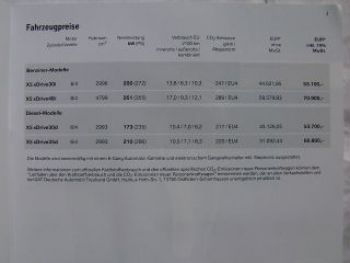 BMW Preisliste X5 xDrive 30i 48i 30d 35d E70 April 2009 NEU