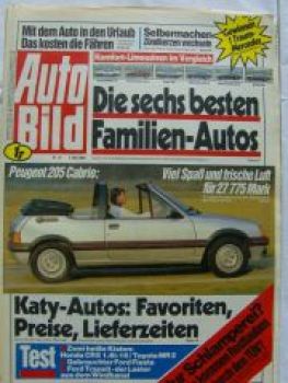 Auto Bild 19/1986 Peugeot 205 Cabrio,Honda CRX 1.6i-16, Toyota M