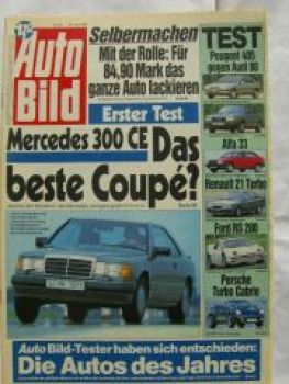 Auto Bild 26/1987 300CE W124,Peugeot 405 vs. Audi 80,Alfa 33