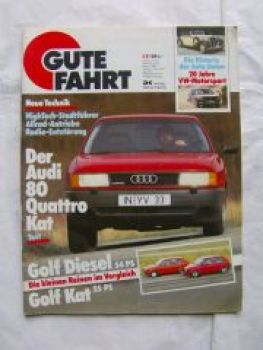 Gute Fahrt 2/1987 Audi 80 Quattro Kat Typ89,Pitz Design Porsche