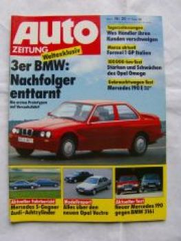 Auto Zeitung 20/1988 Audi V8 vs. W126,Vectra,190E gegen BMW 316i