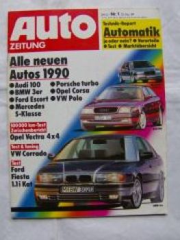 Auto Zeitung 1/1990 Opel Vectra 4x4 Dauertest,VW Corrado,Ford Fi