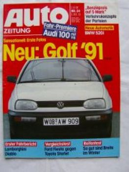 Auto Zeitung 24/1990 Lamborghini Diablo,BMW 520iA E34,Fiesta vs.