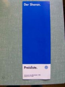 VW Preisiste Sharan 7M8 1/1999
