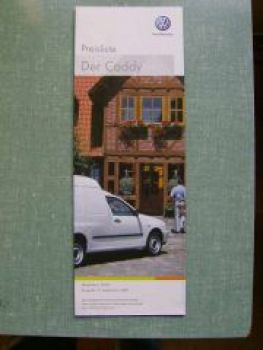 VW Preisliste Caddy 2001