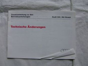 Audi A4/Avant Zusatzanleitung Technische Änderungen Juli 1996