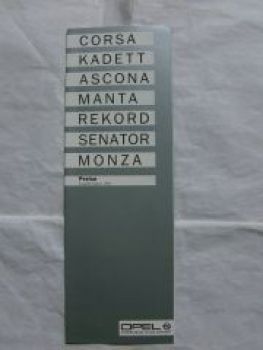 Opel Corsa A,Kadett E,Ascona C,Manta, Rekord E,Senator A,Monza