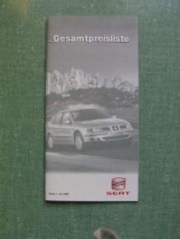 Seat Gesamtpreisliste alle Modelle 1.Juli 1999