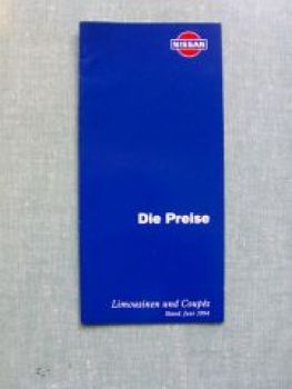 Nissan Preisliste Limousinen & Coupes Juni 1994