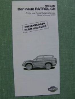 Nissan Neue Patrol GR 2/1999 Preisliste