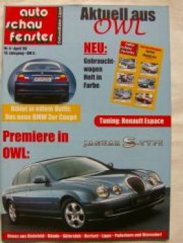 auto schau fenster 4/1999 Jaguar S-Type, BMW 3er Coupè E46,