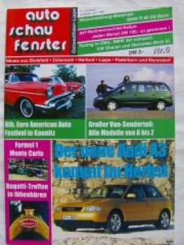 auto schau fenster 6/1996 A3,Mazda 121,BMW R80GS Basic, 3er comp