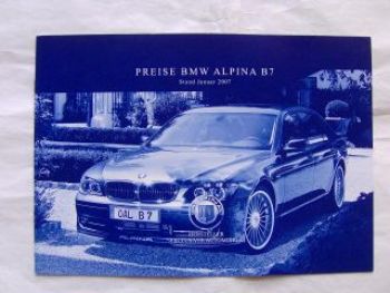 Alpina B7 E65 E66 Preisliste Januar 2007 NEU