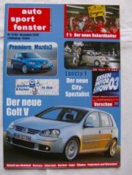auto sport fenster 11/2003 Mazda3, Lancia Y,Golf V,Alfa Romeo 16