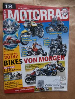 Motorrad 18/2013 Indian Chief und Chieftain,Bimota Tesi 3D,Dauertest Abschluß Honda CBR 600F,Kingston Custom BMW R75/6-Bobber