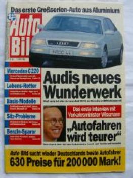 Auto Bild 20/1993 C220 W202,Audi A8,Escort CL,Astra GL