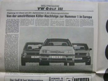 VW Golf III Weltpremiere Verlagsbeilage 15.August 1991