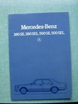 Mercedes Benz W126 380SE+L 500SE +L 1982 Prospekt UK Englisch