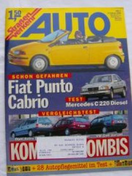 Auto Straßenverkehr 3/1994 Fiat Punto Cabrio,C220 Diesel W202