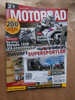 Motorrad 21/2011 Ducati Streetfighter 848,Honda Fireblade 2012,BMW F800GS, Moto Guzzi Le Mans,