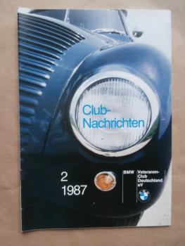 BMW Clubnachrichten 2/1987 M1 Club,Fahrleistungsdiagramme BMW 320 325 und 328,Royal Seitenwagen,