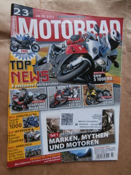 Motorrad 23/2011 BMW S 1000RR,Husqvarna Nuda 900,Yamaha YZF-R1,Kawasaki ER-6n,Triumph Trident T160,Speed Triple