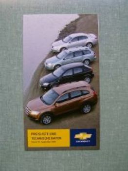 Chevrolet Preisliste alle Modelle 9/2007