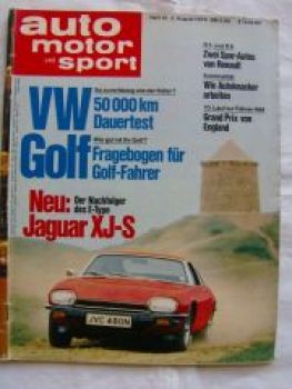 ams 16/1975 Renault 5,R6, Jagaur XJ-S,VW Golf Dauertest