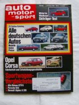 ams 20/1982 Skiträger-Test, Corsa A,Alfa GTV6,944,Alpine A 310,