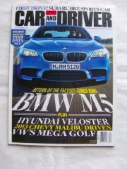 Car and Driver 12/2011 M5 F10,M5 E28,Veloster,Chevy Malibu Drive