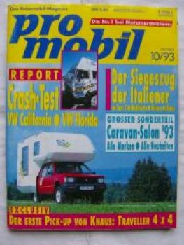 pro mobil 10/1993 VW T4 California + VW LT Florida Crashtest