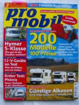 pro mobil 3/1999 Hymer S-Klasse,Ci vs. Dethleffs vs. LMC,Phoenix