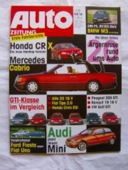 Auto Zeitung 14/1992 BMW M3 E36 Coupè,Fiesta vs Uno,Alfa 33 16V