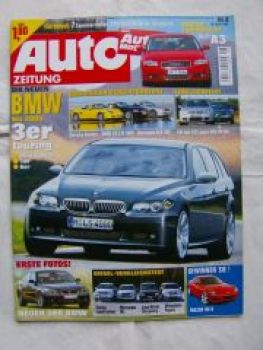 Auto Zeitung 8/2003 Porsche Boxster vs. Z4 3.0i SMG E85 vs. SLK