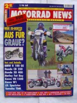 Motorrad News 7/1996 BMW R 100 GS,Honda CB 250,XR 400,