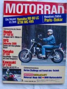 Motorrad 3/1982 Honda VF 750SC,BFG Odyssèe 1300,Yamaha XT 550