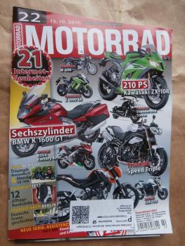 Motorrad 22/2010 Triumph Bonneville SE und Honda CB1100,Clear Line Black Sword 125,Honda Pan European 1300,