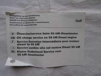 VW Golf Ölwechselservice beim 55-kW Dieselmotor Juli 1992