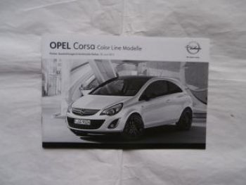 Opel Corsa D Color Line Modelle 18.Juni 2012 NEU