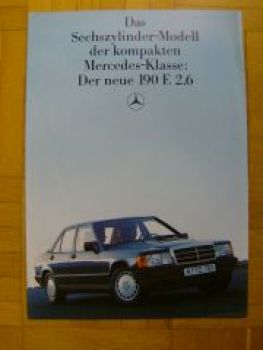Mercedes Benz W201 190E 2.6 Prospekt 9/1985 Vorstellung